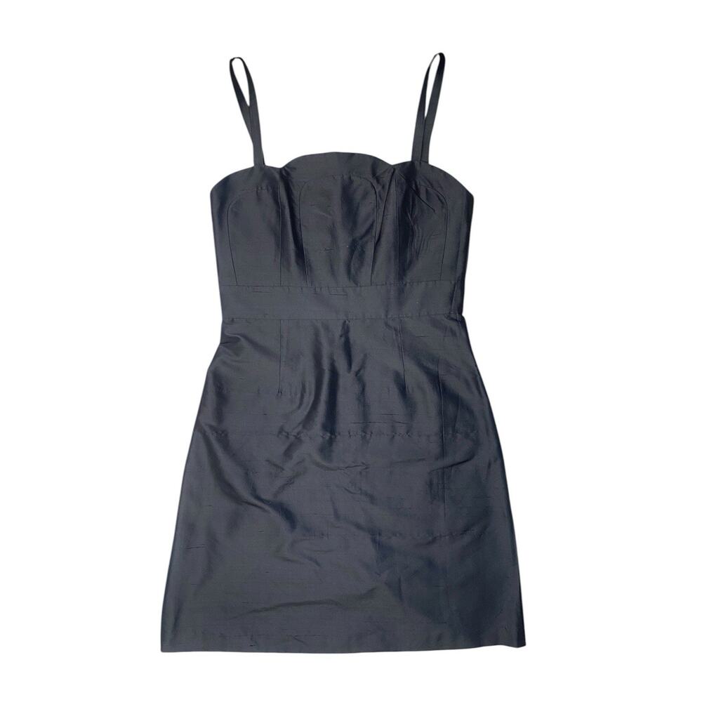 CK Bradley Dress Womens Size 10 NEW Black Mini Blue Silk Lined Scalloped Neck